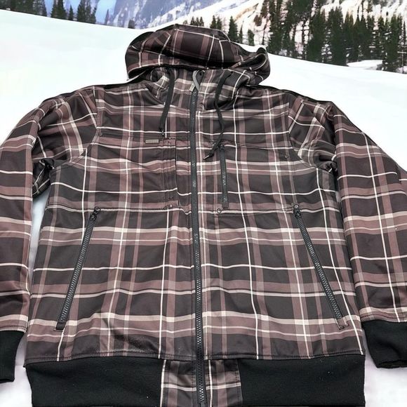 Empyre Jacket Mens Medium Plaid Ski Snowboard Hooded Coat Winter Fleece Lined